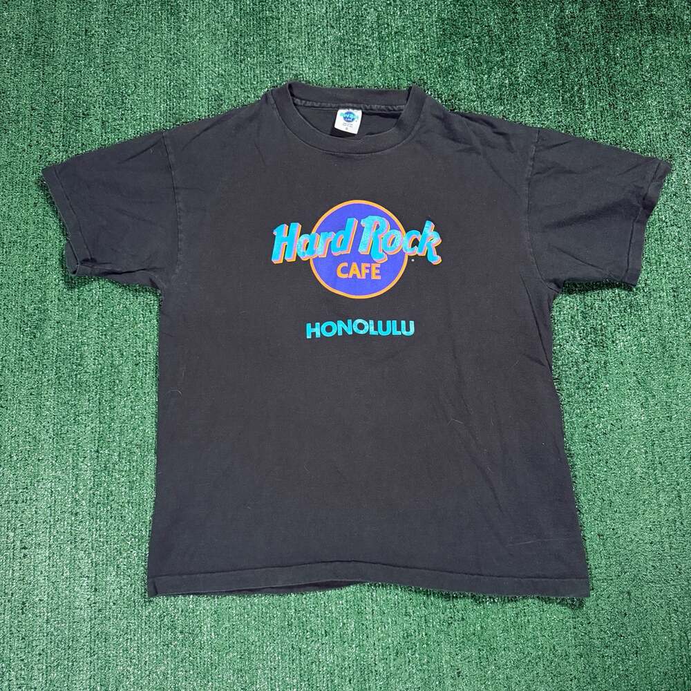 Vintage 90s Hard Rock Cafe Honolulu Black Graphic T-Shirt XL